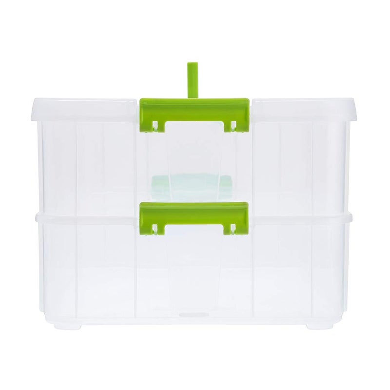 BTSKY 2 Layer Stack & Carry Box, Plastic Multipurpose Portable Storage Container Box Handled Organizer Storage Box for Organizing Stationery, Sewing, Art Craft, Jewelry and Beauty Supplies Green - Image 5